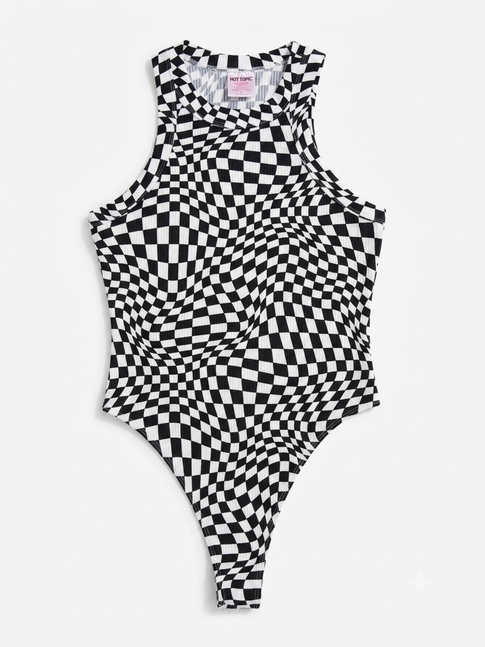 NOBO Black & White Wavy Checkerboard Bodysuit